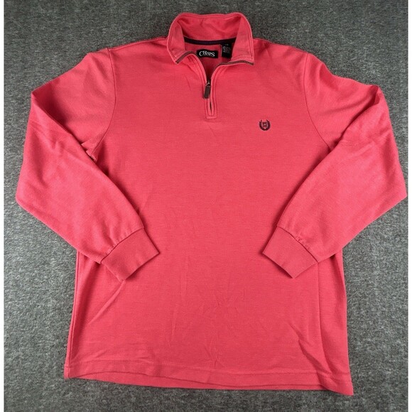 Chaps Ralph Lauren Pullover Men's Large 1/4 Zip Sweater Mock Neck Pink Casual - Picture 1 of 9